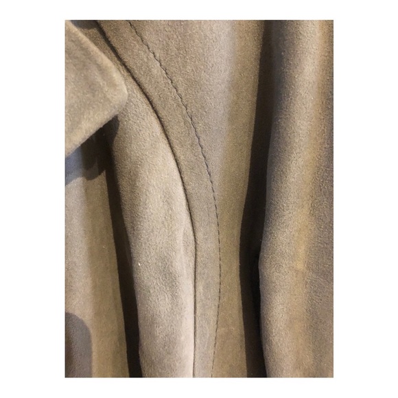 Beautiful vintage camel leather Gray  coat unisex. size 44 - Picture 6 of 8